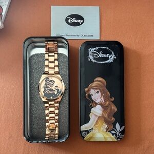 Disney Rose Gold Watch with Belle and Rose Design